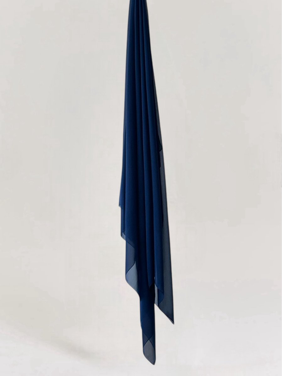 Chiffon Hijaab XXL - Dark Blue - Donkerblauw - Sjaal - Sjawl - Turban - Chifon - Dames Hoofddoek - Islamitisch Hoofddeksel - 210cm x 110cm