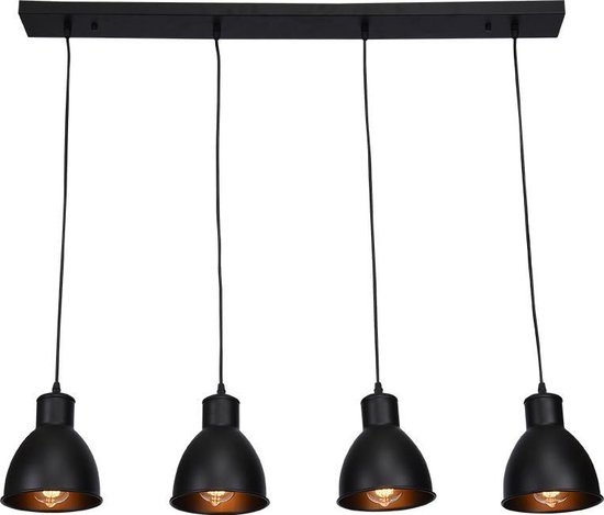 landen Glimmend Vier Hanglamp Metaal Zwart inclusief 4 LED lampen | bol.com