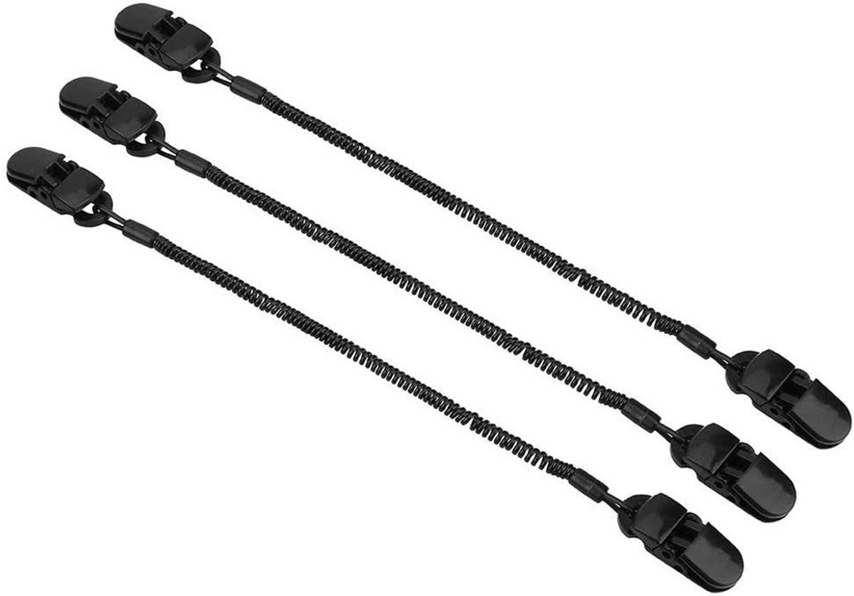3 stuks hoofdclips veiligheid wind koord clips voor vissen varen zeilen, zwart, 17.5cm