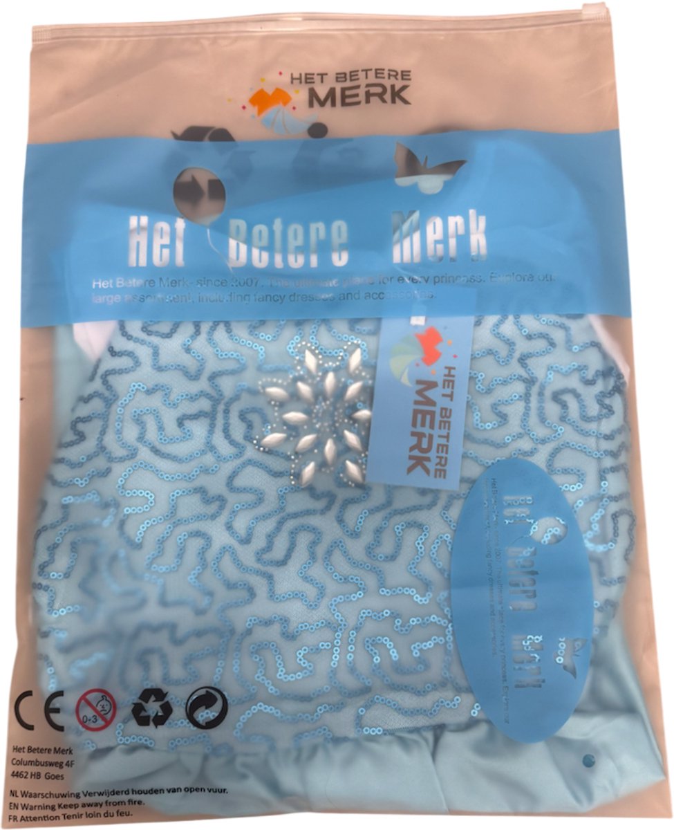 Het Betere Merk prinsessenjurk meisje - Elsa jurk maat 98/104 - Frozen verkleedkleding - verkleedkleding meisje - kroon, toverstaf, Elsa vlecht, handschoenen — afbeelding 2