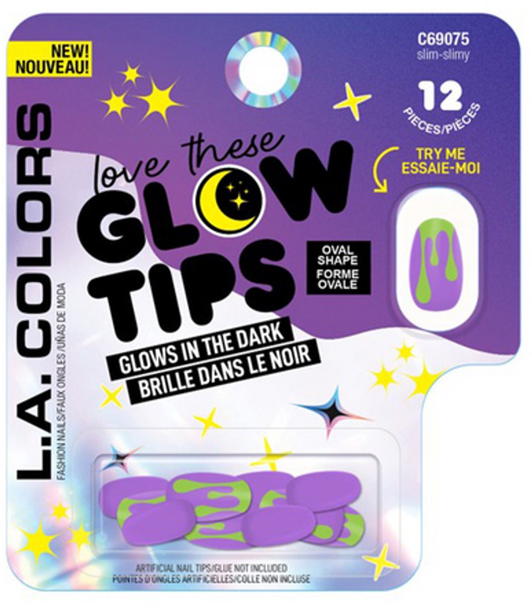 LA Colors - Glow Tips - 075 - Slim Slimy - Fashion Nails - Kunstnagels - Nageltips - Set