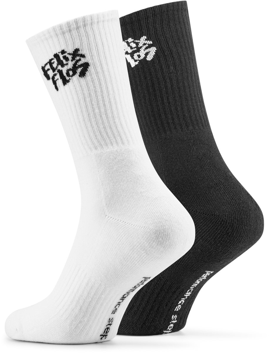 Felix Flos - Power Pair Sportsokken - 2-Pack - Maat 35-38 - Wit & Zwart - Katoen