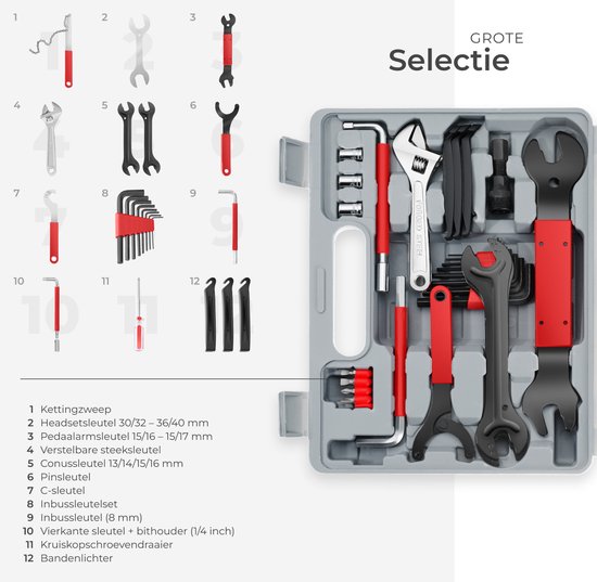 Tectake Fietsgereedschap 50-delig - Grijs