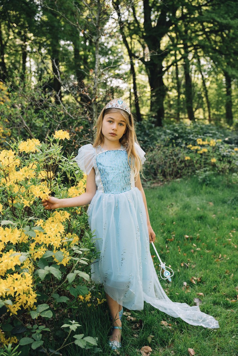 Prinsessenjurk meisje - Elsa jurk - Het Betere Merk - verkleedkleding - prinsessen accessoire set - kroon - toverstaf - lange handschoenen - vlecht — afbeelding 2