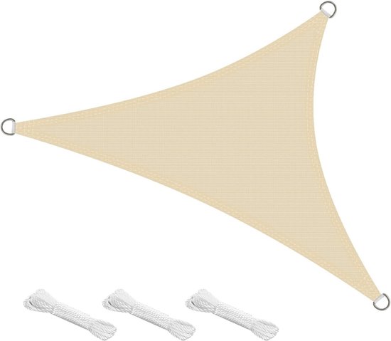 Zonnescherm - 4m x 4 m x 4 m - Driehoek - Zonnescherm voor terras - Schaduwdoek voor buiten - Zonwering - Waterdichte zonneschermen voor buiten - Geschikt voor terras, achtertuin, gazon, tuin - Khaki