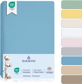 Barbons hoeslaken 70x140, 60x120 hoeslakens ledikant Baby, 100% Katoen, Babybedje Lichtblauw