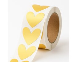 75x Stickers – Hart Goud – 25x28 mm – Sluitstickers – Etiketten – Cadeaustickers – Metallic Hartvorm