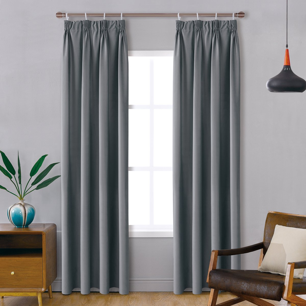 SB Line Verduisterend Gordijn – 140 x 260 cm – Met Plooiband – Donker Grijs