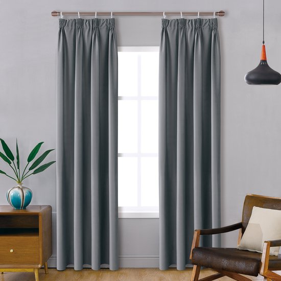 SB Line Verduisterend Gordijn – 140 x 260 cm – Met Plooiband – Donker Grijs