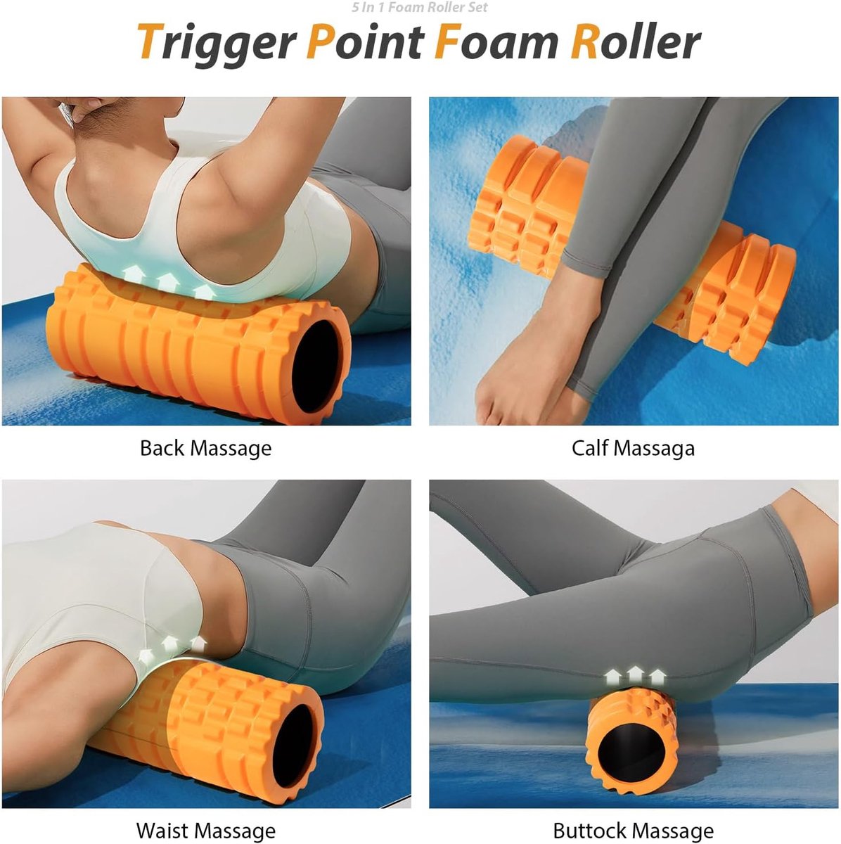 BOTC Foam roller set 4 delig met Weerstandsband - Foamroller Set - 5 Delige - met Massagebal – Massage Roller - Massage Set - Oranje thumbnail 5