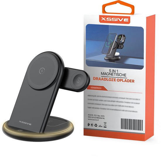 Xssive 3-in-1 Draadloze Oplader - Geschikt voor MagSafe Oplaadstation - Geschikt voor iPhone 12 t/m 16, Apple Watch & AirPods - Qi2 Wireless Charger