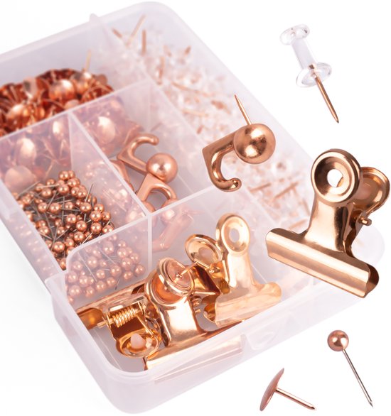 Punaises pour tableau d'affichage ou mémo – Set de 310 pièces en 5 types – Or Goud