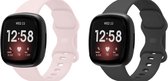 Lot de 2 Bracelets Classic en Siliconen Strap-it - Compatible avec Fitbit Versa 3 - Taille S - Zwart et rose sable - Bracelet sport - Brassard sport - Bracelet Siliconen - Résistant à l'eau et à la transpiration