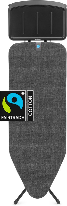 Brabantia Planche à repasser C - avec repose-fer pour générateur à vapeur solide - 124x45 cm - Denim Black