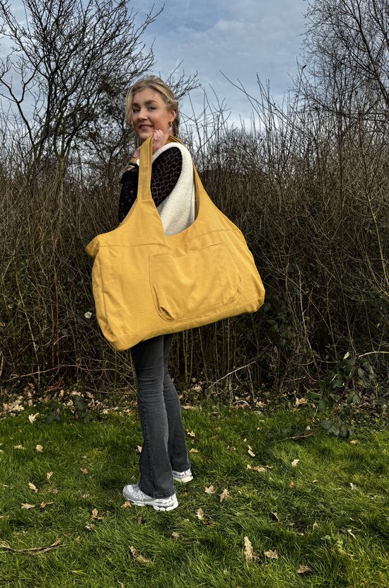 ZENSEOUS Duurzaam Yoga Strand Golf Shopper Reis Cabine Tas Oversized XXL Geel van ZENSEOUS — afbeelding 2