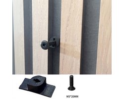 2 ophangclips voor akoestisch wandpaneel Boren niet nodig- 2 * m4 bout in 20 mm - Akupanel ophangfunctie - Inwendig schroefdraad - voor panelen met 14 mm ruimte tussen de latten