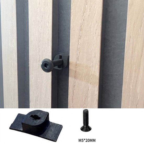 2 ophangclips voor akoestisch wandpaneel Boren niet nodig- 2 * m4 bout in 20 mm - Akupanel ophangfunctie - Inwendig schroefdraad - voor panelen met 14 mm ruimte tussen de latten