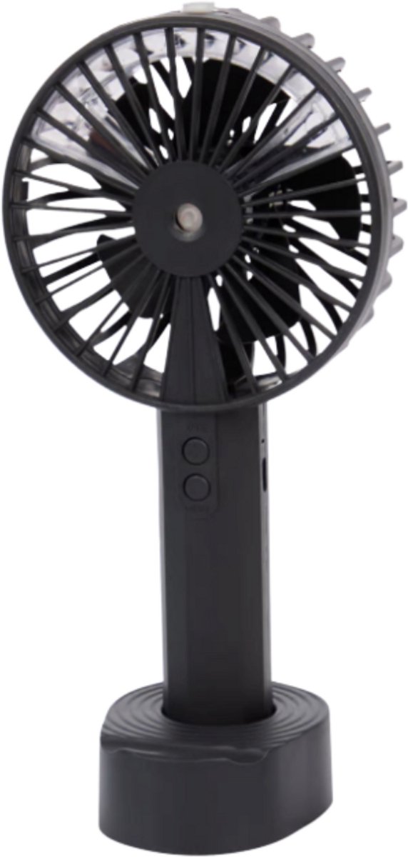 Handventilator Met Mistpray - Handventilator - Ideaal tijdens zomerhitte - Mini ventilator - Voor op vakantie - Zwart - Oplaadbare ventilator - Draagbare ventilator - Tafelventilator - USB oplaadbaar