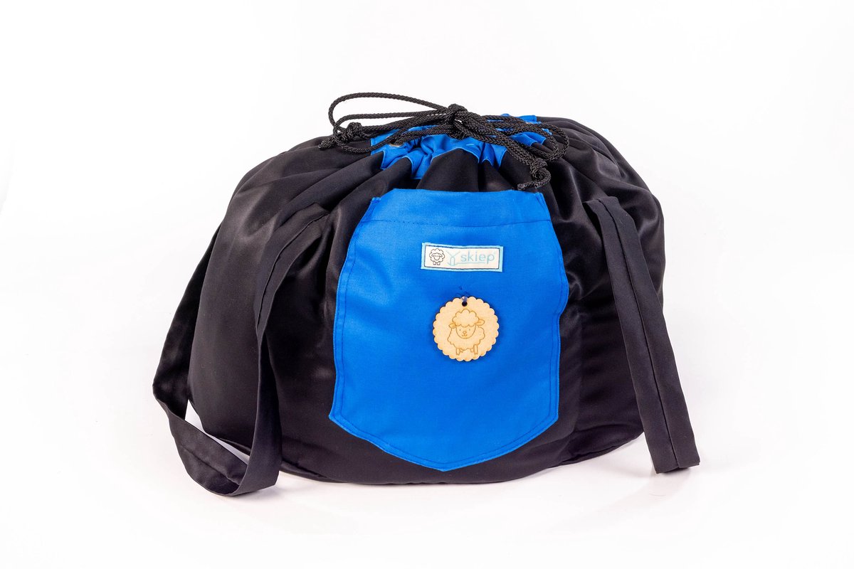 Skiep® – Energiebesparende en Ecologische Slowcooker – De Wollen Hooikist voor Natuurlijk Slowcooken en Koelen Zonder Elektriciteit – Duurzame Gaarstoof voor Indoor & Outdoor – Handgemaakt, Multifunctioneel en Milieuvriendelijk – Zwart met Kobalt
