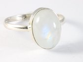 Bague ovale en argent avec pierre de lune arc-en-ciel - taille 20