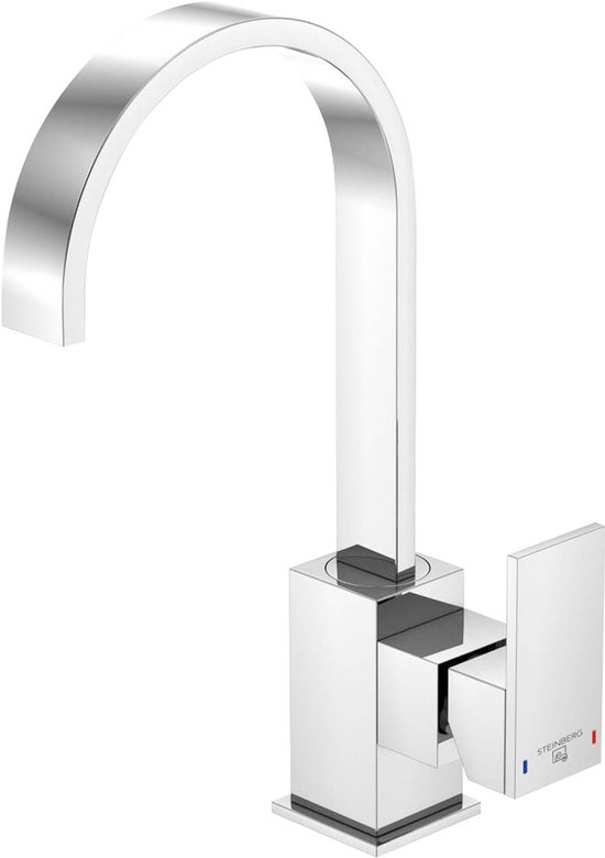 DETBOM Hoge badkamerkraan met uittrekbare douche, Badkamerkraan met 2 straalsoorten, ééngreeps wastafelmengkraan, uitneembare perlator, warm en koud water, badkamermengkraan, Chroom