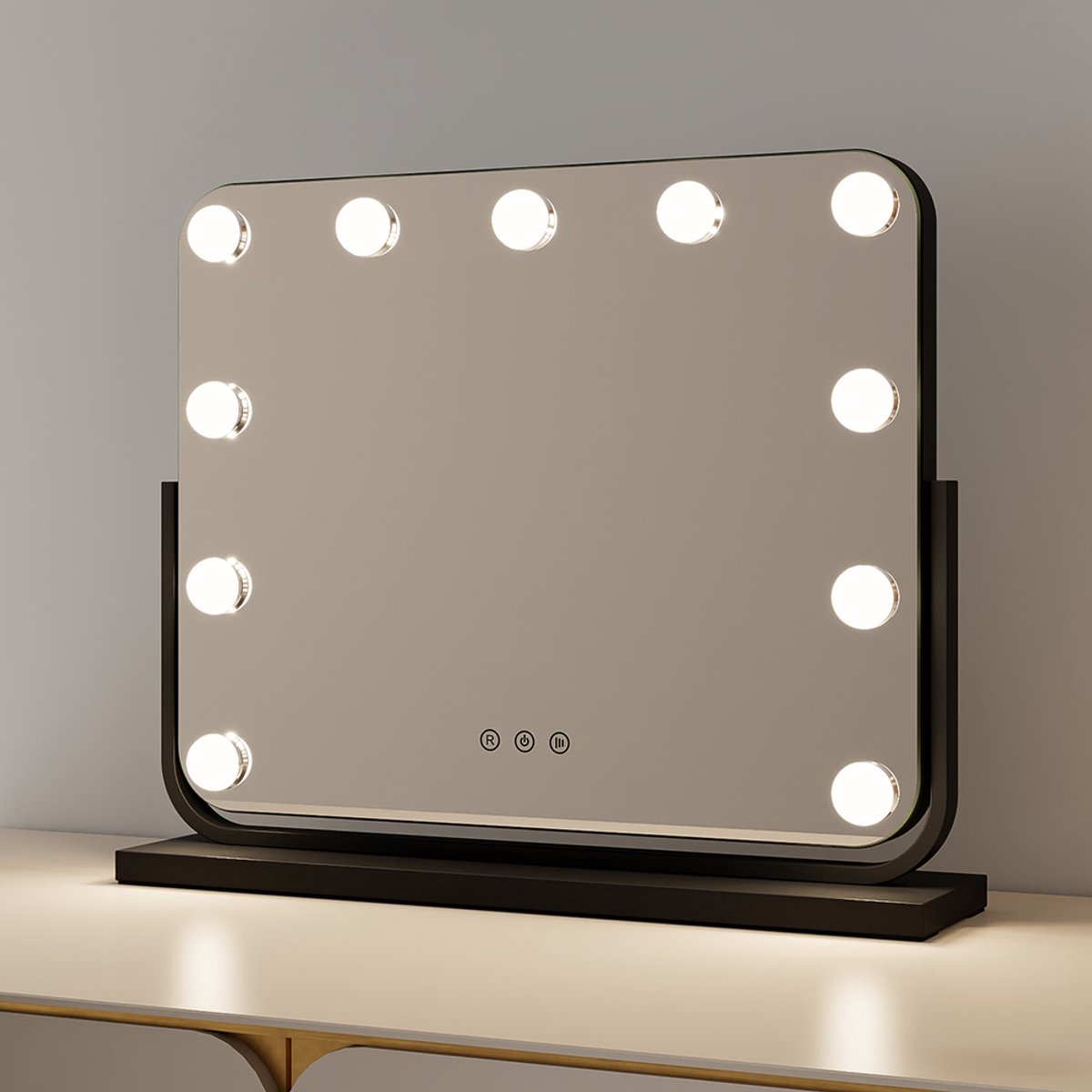 Milton & Oldbrook Hollywood Spiegel met Verlichting 47 x 38 cm Trofa Zwart