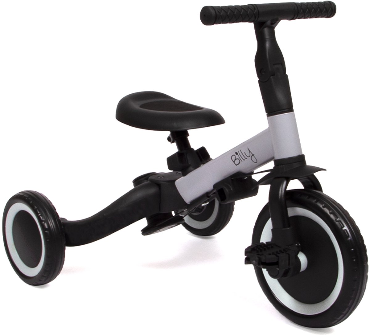 Billy 4 in1 Driewieler met duwstang - Loopfiets - Kinderfiets - Balance Bike - Gio - Zwart-Grijs — afbeelding 10