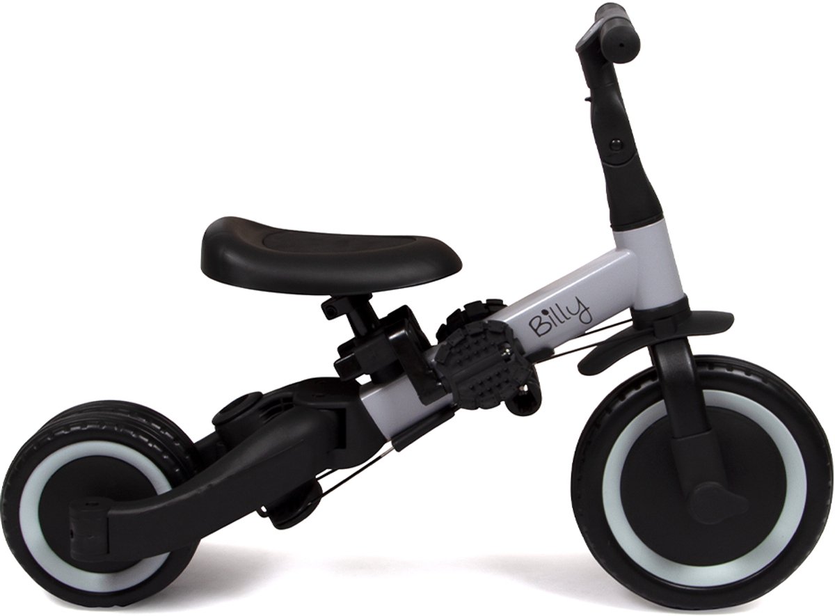 Billy 4 in1 Driewieler met duwstang - Loopfiets - Kinderfiets - Balance Bike - Gio - Zwart-Grijs — afbeelding 12