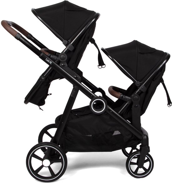 Baninni Luiz XL Duo Kinderwagen Zwart - Innovatieve Oplossing met Extra Ruime, Convertibele Zitjes van Geboorte tot 22 kg van Baninni — afbeelding 3