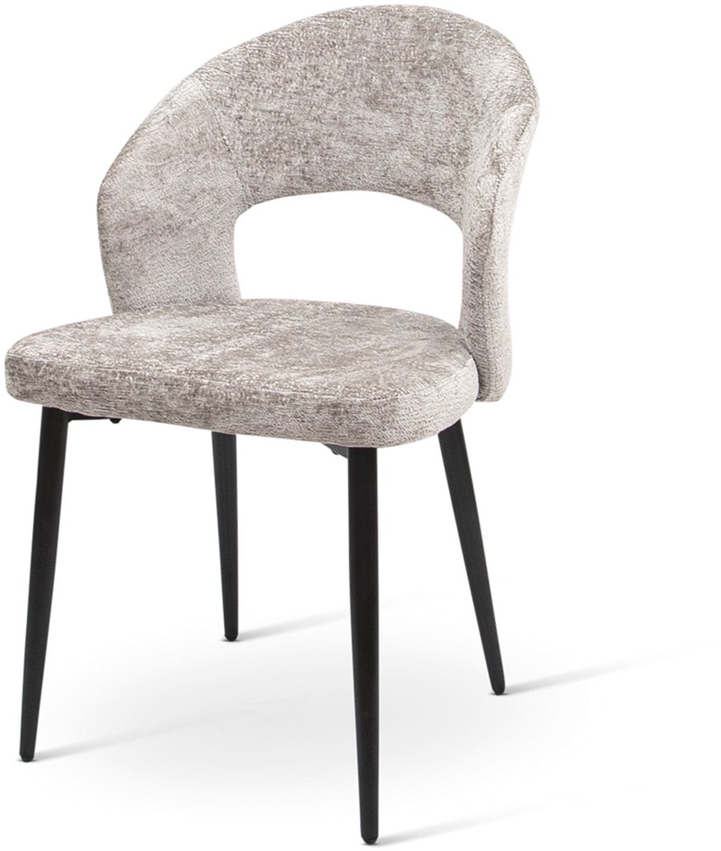 Milton & Oldbrook Chenille Eetkamerstoel Barcelona Licht Grijs - Zwart