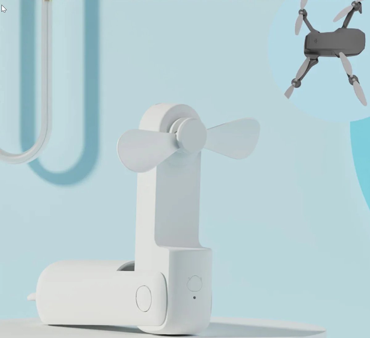 MOONOVA - Multifunctionele Hand/Bureau Ventilator met Powerbank - 3 standen - 2000mAh - Stil, Krachtig en Compact - Wit
