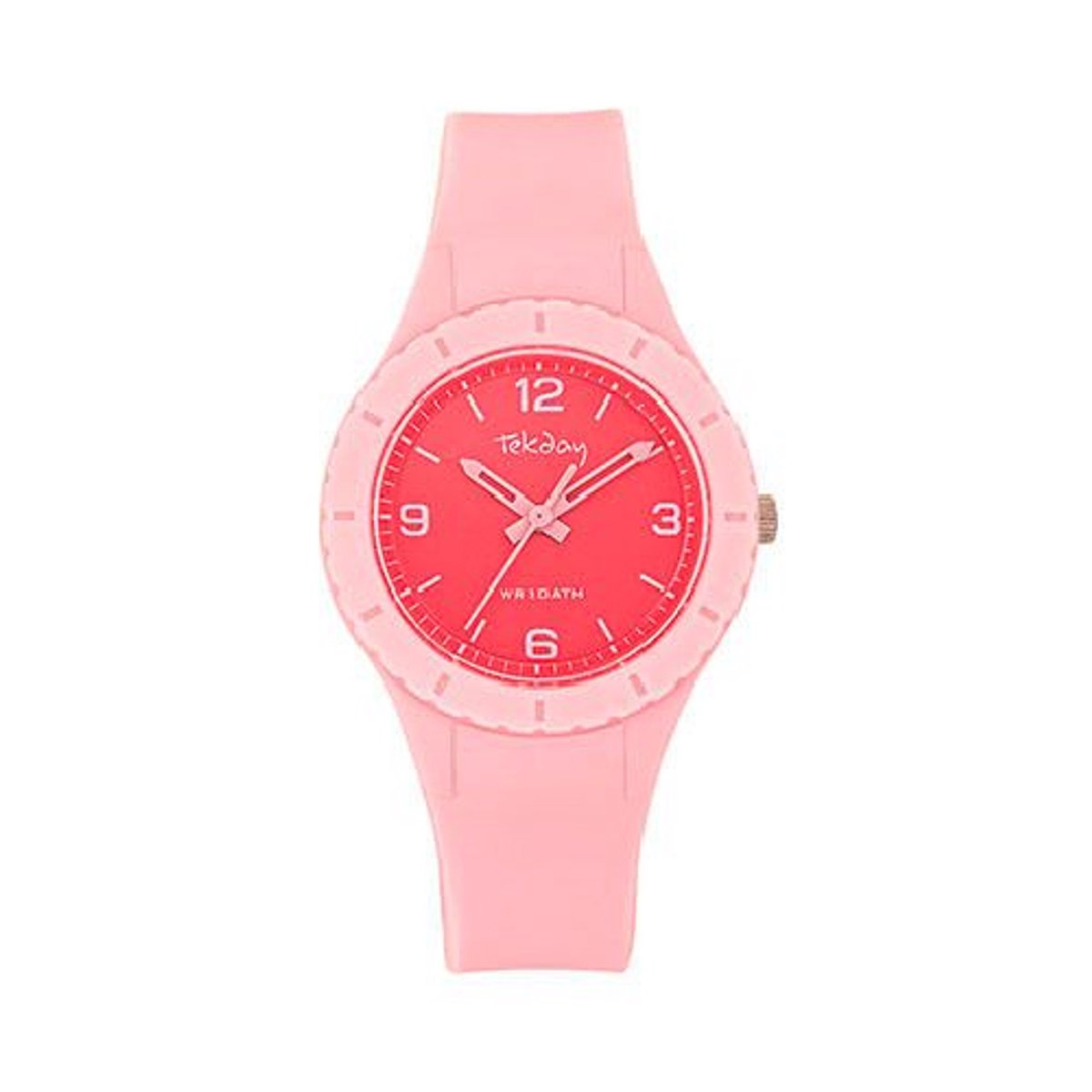 Tekday-Dameshorloge-roze - rood-10 atm waterdicht-diameter 35 mm-sporten-zwemmen-hoog draagcomfort-duidelijke wijzerplaat