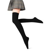 Hoge Dunne Kniekousen Meisejs & Dames I Elastische Knie Sokken I Knie Kousen I Verkleedkousen I Rekbaar 50 x 7.5 CM I One Size S/L I Zwart