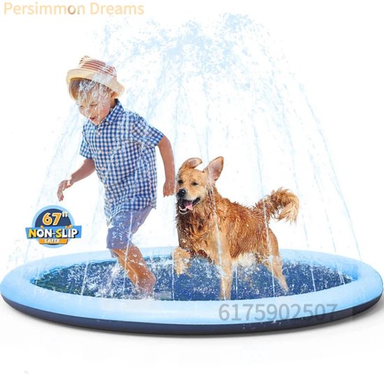 zwembad - zwembad speelgoed - 150 cm Kids Hond Antislip Splash Pad Dikke Sprinkler Zwembad Zomer Outdoor Waterspeelgoed Leuke Achtertuin Fontein Speelkleed voor kinderen Cadeau