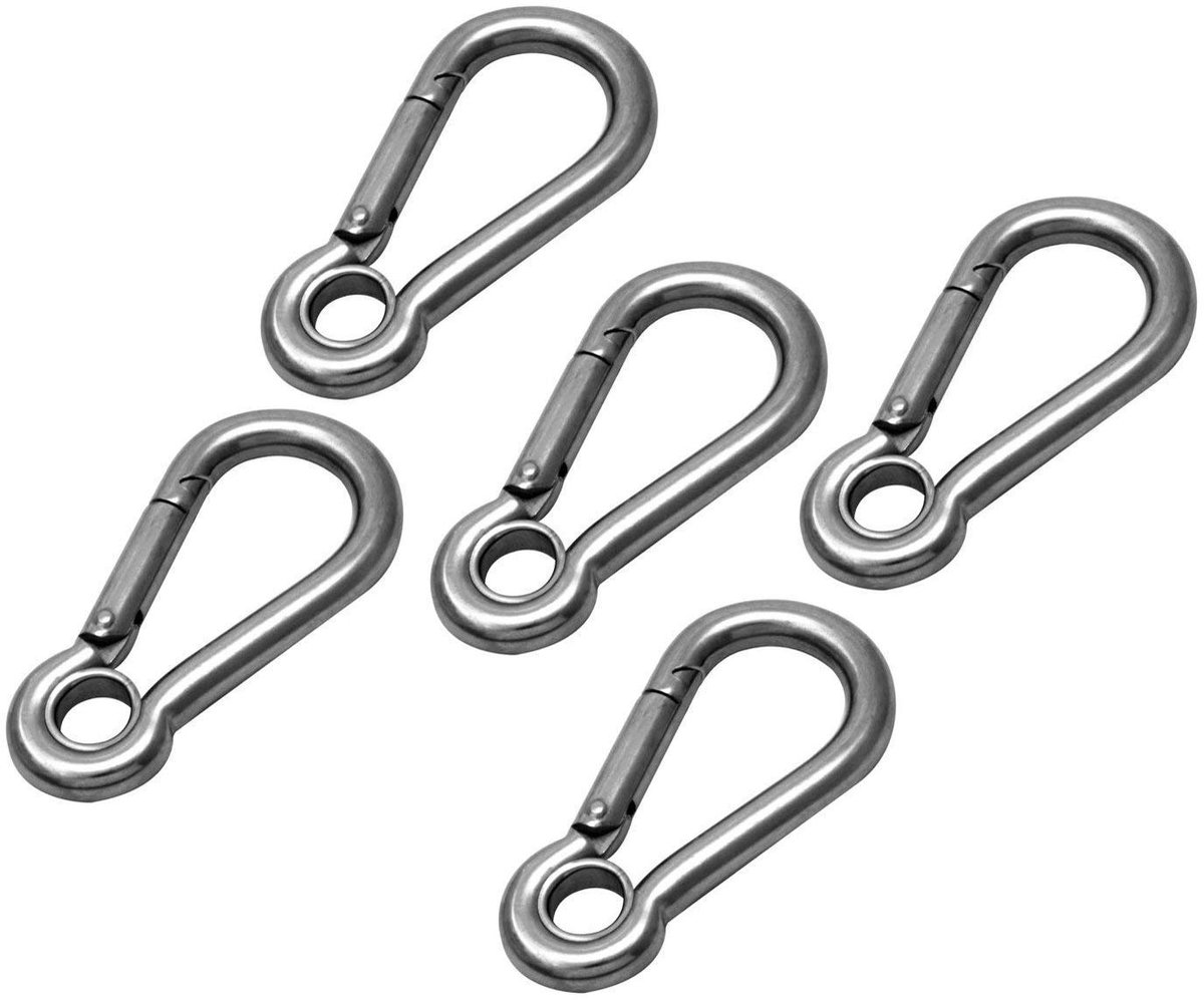 Roestvrij Staal Snap Haak - Sterke Karabijnhaak - 5 Stuks - 5mm x 50mm