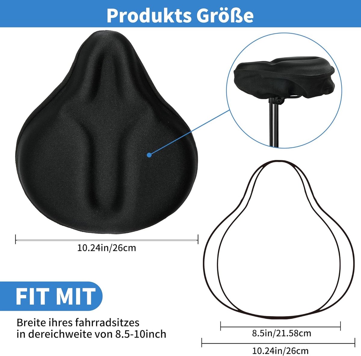 Antislip fietszadelbekleding - comfortabel en praktisch - 1 stuk - 10,2 inch x 11 inch