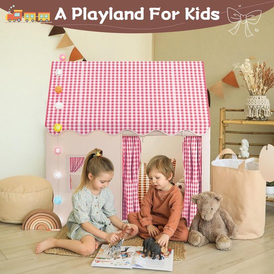 Yontwe Tente triangulaire pour enfants - Tente intérieure avec tapis - Maison de jeu pliable - Pour filles et garçons - Décoration Yontwe Tente triangulaire pour enfants - Tente intérieure avec tapis - Maison de jeu pliable - Pour filles et garçons - Décoration