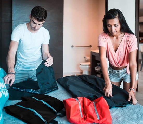 HOPEVILLE Extra grote schoenentassen in set van 2, premium waterdichte schoenenzakken scheiden schone kleding van vuile schoenen op reis, vrije tijd en vakantie (zwart