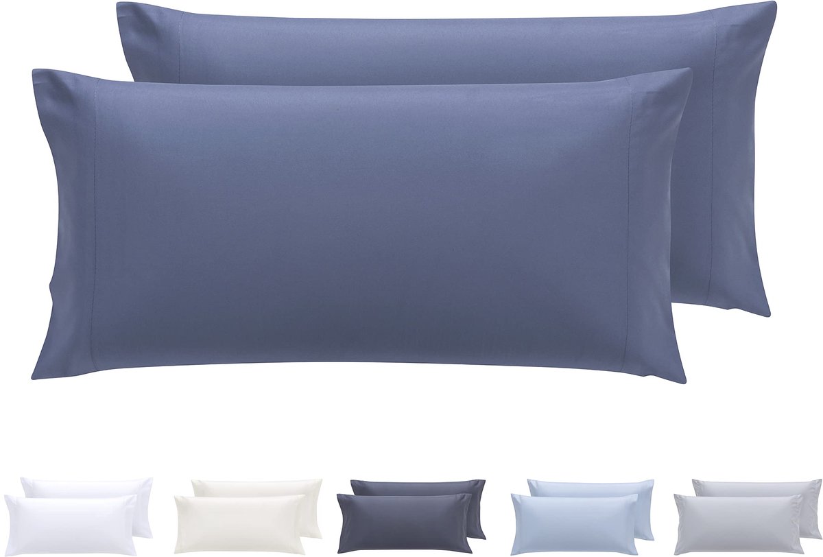 Ibenzoa Kussenslopen Set van 2 - Extra Zachte Hypoallergene Microvezel in Grijsblauw, 70 x 40 cm