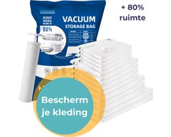 Vacuumzakken Kleding & Dekbedden - Vacumeerzakken - 13 stuks / 4 maten - Incl. Handpomp & Sluitclip - Herbruikbaar - Reiszakken voor koffer - Vacuum Opbergzakken - Compressiezakken - Vacuum Bags