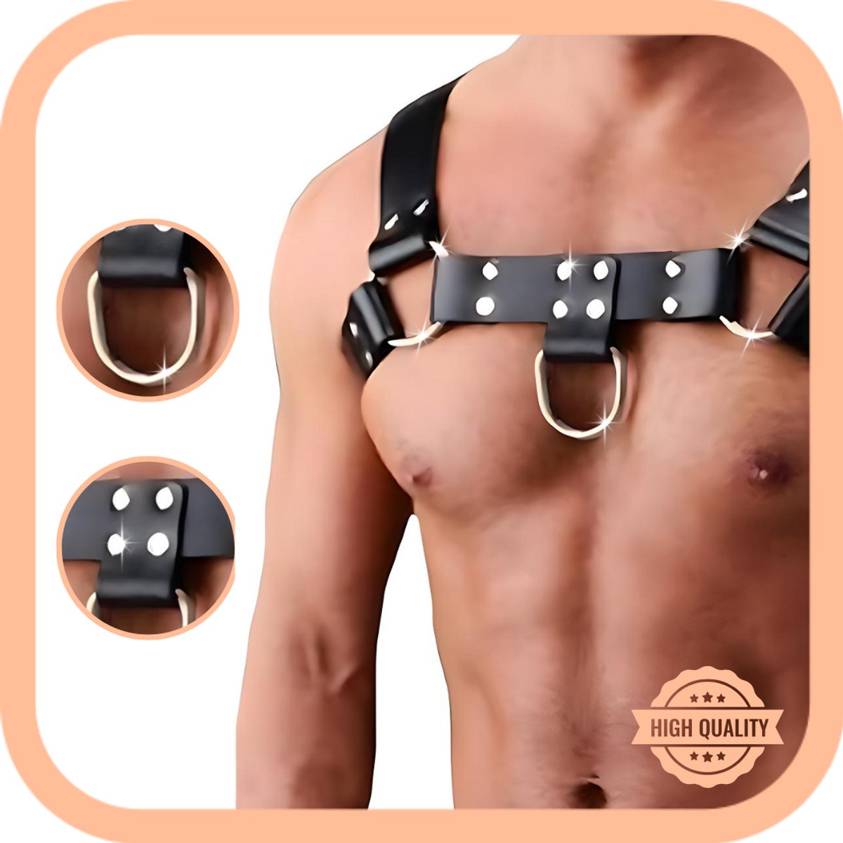 Goedkoopste BDSM Harnas Borst nmr. 2 - Heren - Zwart - Leer - Verstelbaar - Eroktiek & Bondage Harnas - Parenclub kleding - Seksspeeltjes - Roleplay