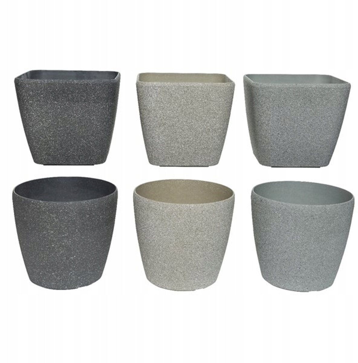 Kaemingk - Plastieken Bloempot - 22cm - Antraciet, Piaskowy, Grijs