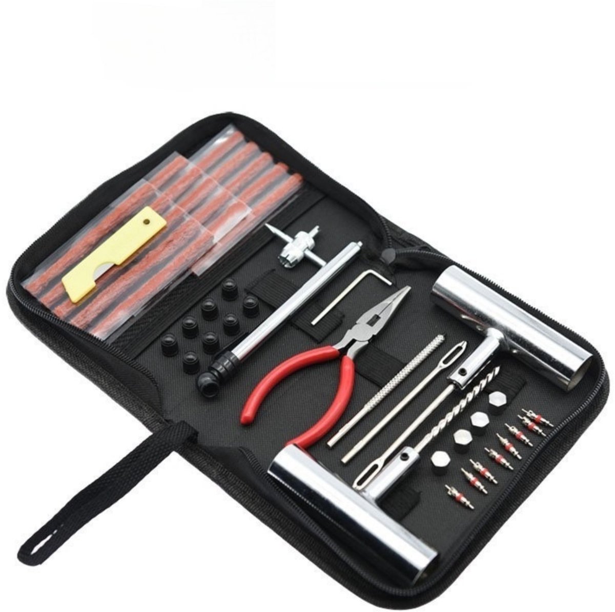 EXCITAT Bandenreparatieset - Proppenset - Autobanden reparatie set - Met stevige tas - voor Motor, brommer of Auto - 46 delige