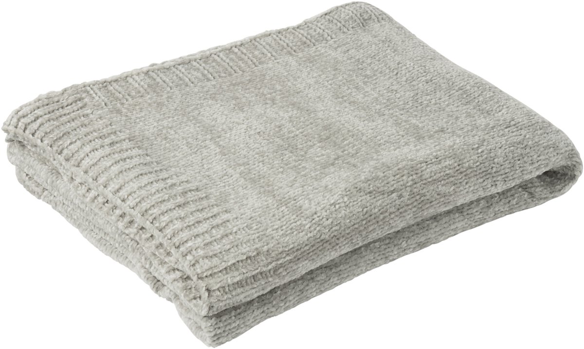 J-Line deken Chenille - polyester - grijs