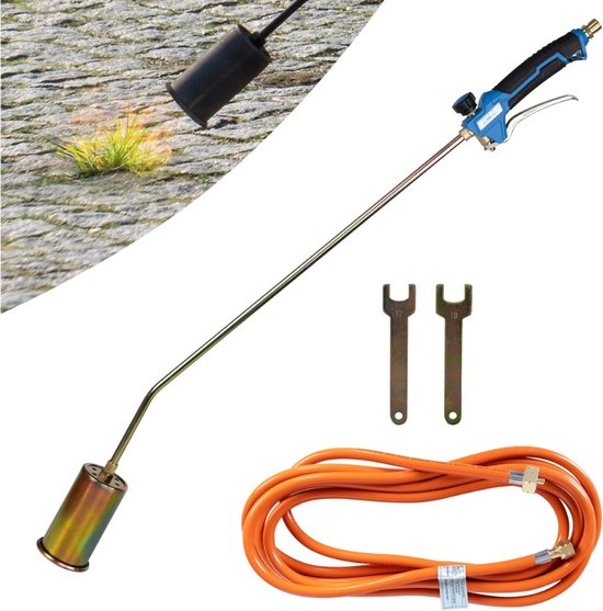 Z.M.C Onkruidbrander 1850 °C 60 mm krachtige brander 69 kW slanglengte 90 cm 5 m slang ergonomische greep onkruidverdelger voor tuin, dak, hout en werkplaats