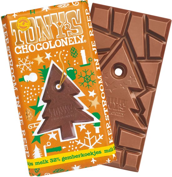 Tony's Chocolony - Biscuits Noël Rayures Lait Gingembre - 180g