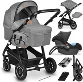 Lionelo Bianka Kinderwagen 3 in 1 - incl. autostoel - 0-22kg - XXL - Buggy 3in1 - Verstelbare duwstang - Opvouwbaar - Accessoireset - XXL zonnekap - Gelagerde wielen - Reiswieg