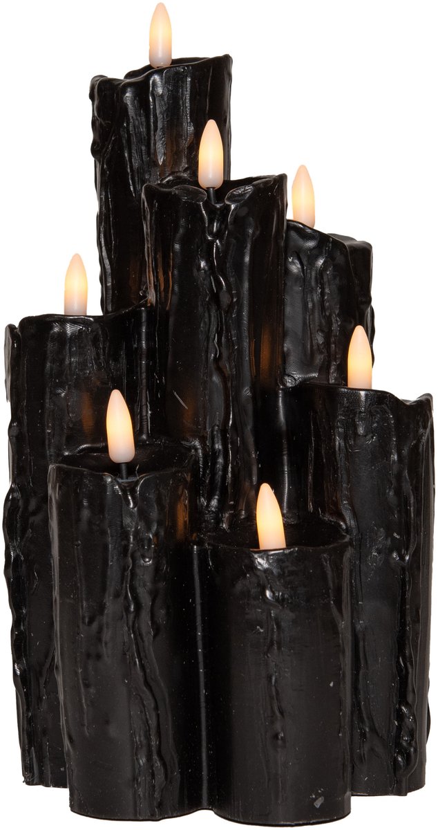 Anna's Collection LED kaarsen/druipkaarsen - zwart - met timer - 15 x 15 x 25 cm - woondecoratie