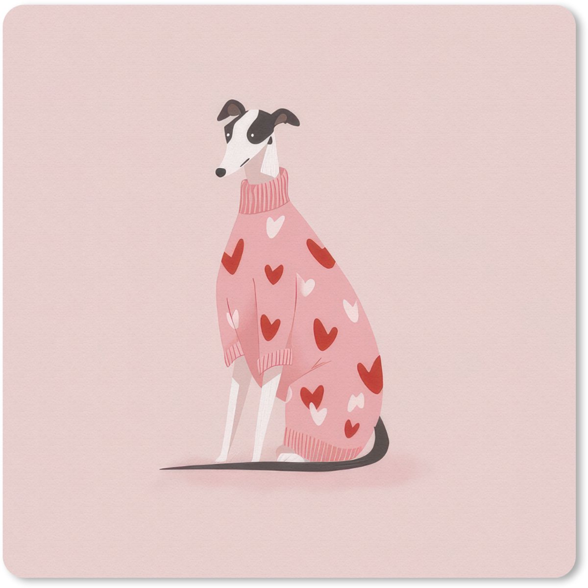 Muismat 30x30 cm - Mousepad Hond - Hartjes - Roze - Muismatten