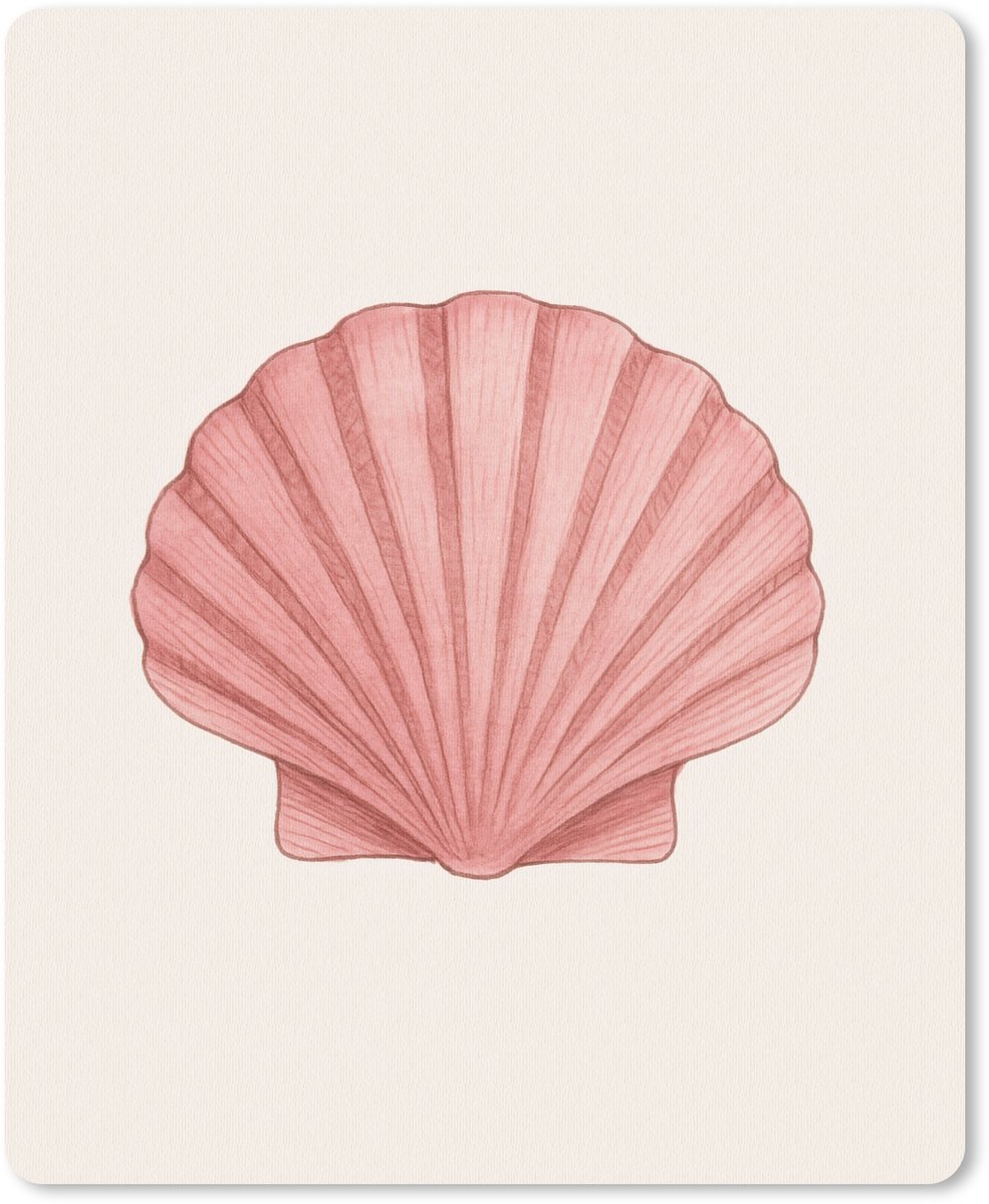 Muismat 19x23 cm - Mousepad Schelp - Roze - Ribbels - Muismatten